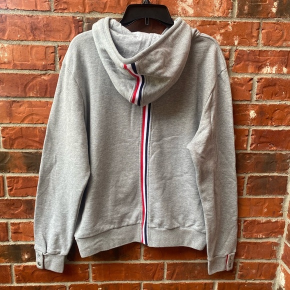 Thom Browne Size 2 Center Stripe Jersey Gray Pullover Hoodie Sweater - Picture 4 of 11